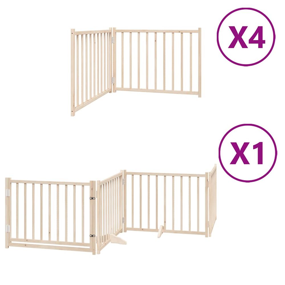 Barrière pour chien porte pliable 12 panneaux bois de peuplier