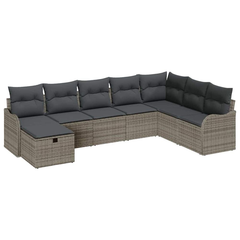 Ensemble de canapé de jardin 8 pc gris polyrotin