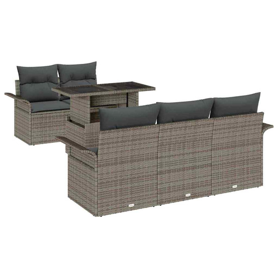 Ensemble de canapé de jardin 6 pcs gris poly rattan