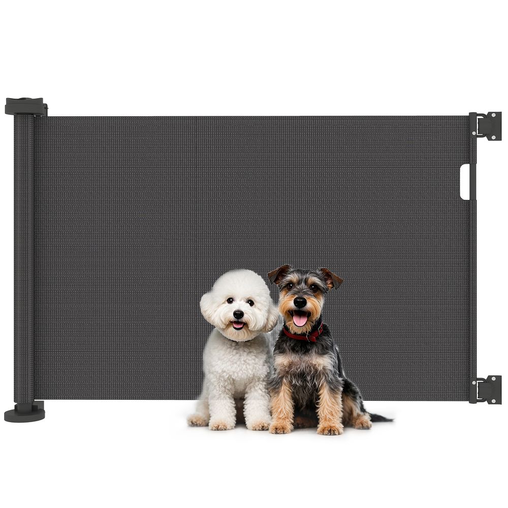 Barrière de sécurité rétractable pour chien sans seuil pour portes et couloirs 142 cm noir
