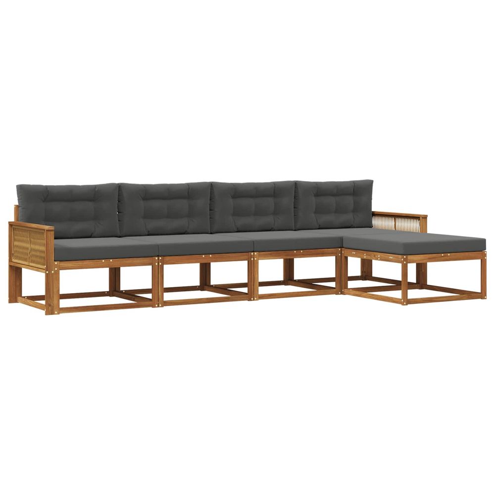 Ensemble de canapés d'extérieur 5 pc naturel et anthracite