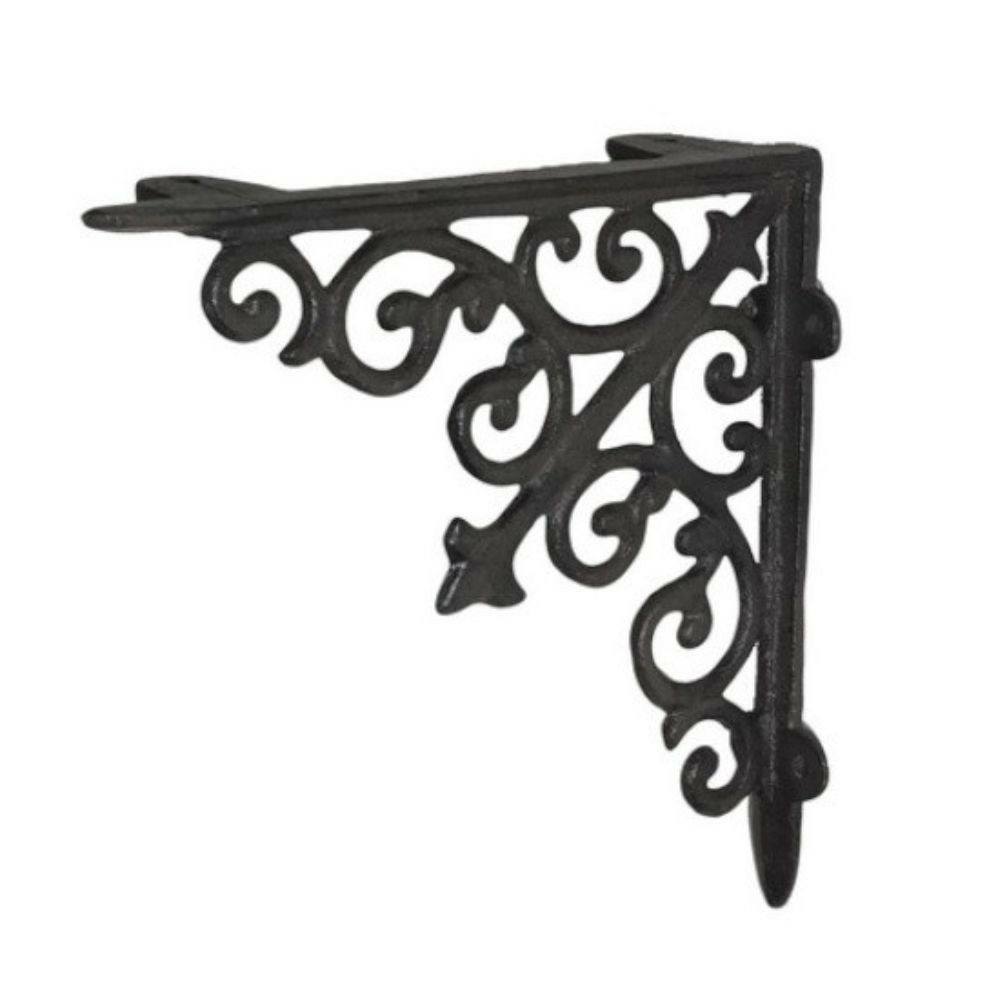 Equerre fixation étagère vintage ancienne fonte noire 20 x 21 cm