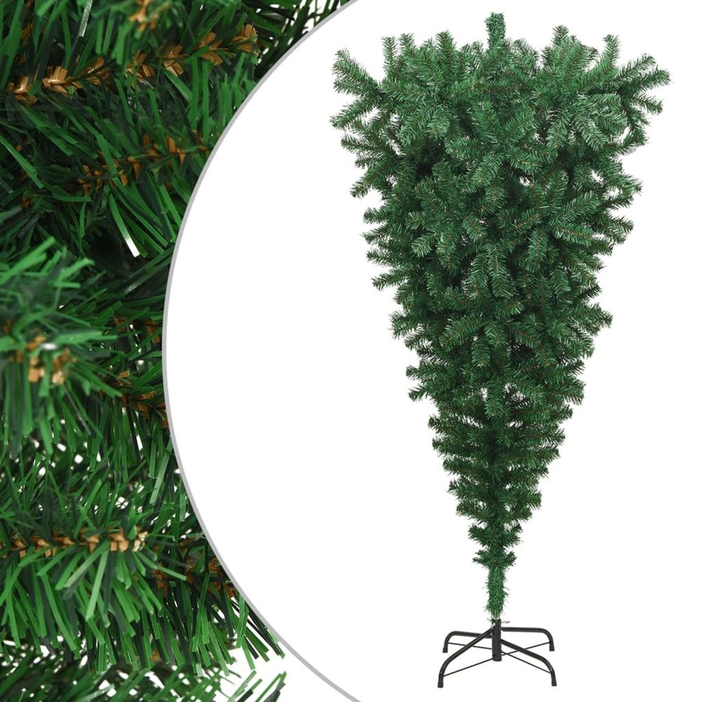 Sapin de noël artificiel renversé avec support vert 210 cm