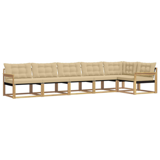 Ensemble de canapés d'extérieur 6 pcs blanc et beige