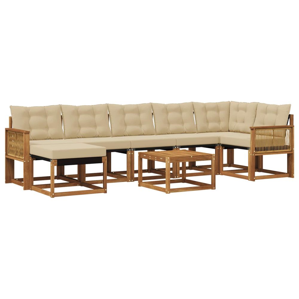 Ensemble de canapés d'extérieur 8 pc naturel et beige