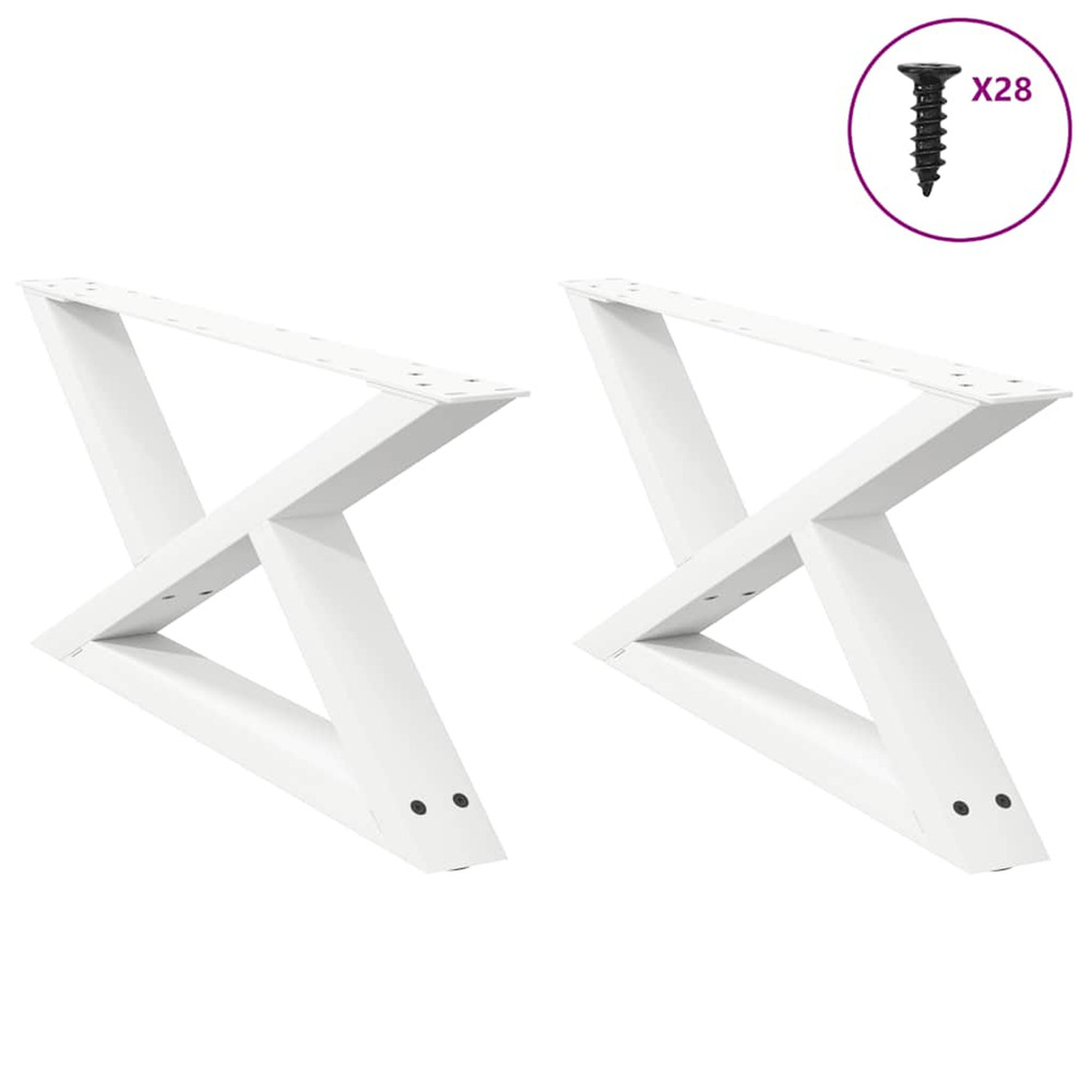 Pieds de table basse 2 pièces blanc 70 x (30-31,3) cm acier