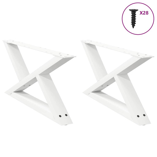 Pieds de table basse 2 pièces blanc 70 x (30-31,3) cm acier