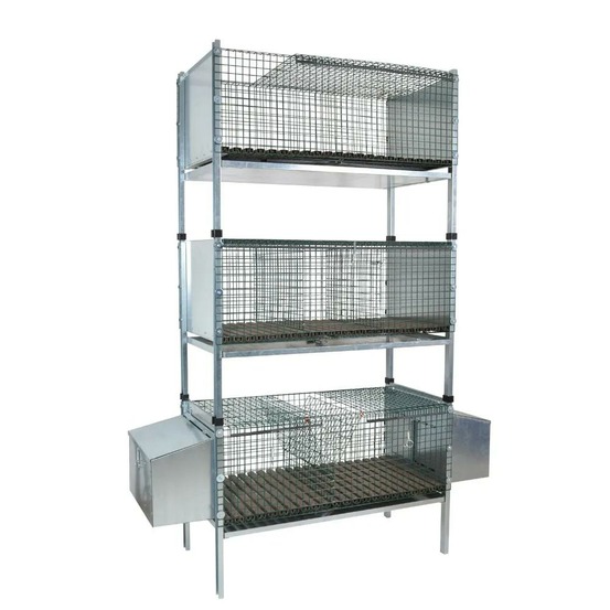 Kit complet 3 cages d'élevage lapin 102 x 50 x 190 cm