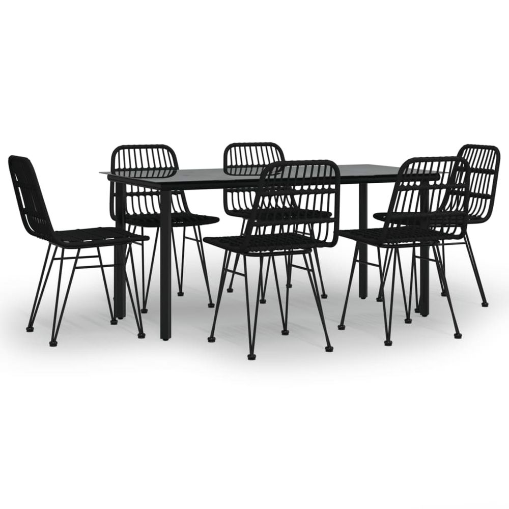 Ensemble à manger de jardin 7 pcs noir résine tressée