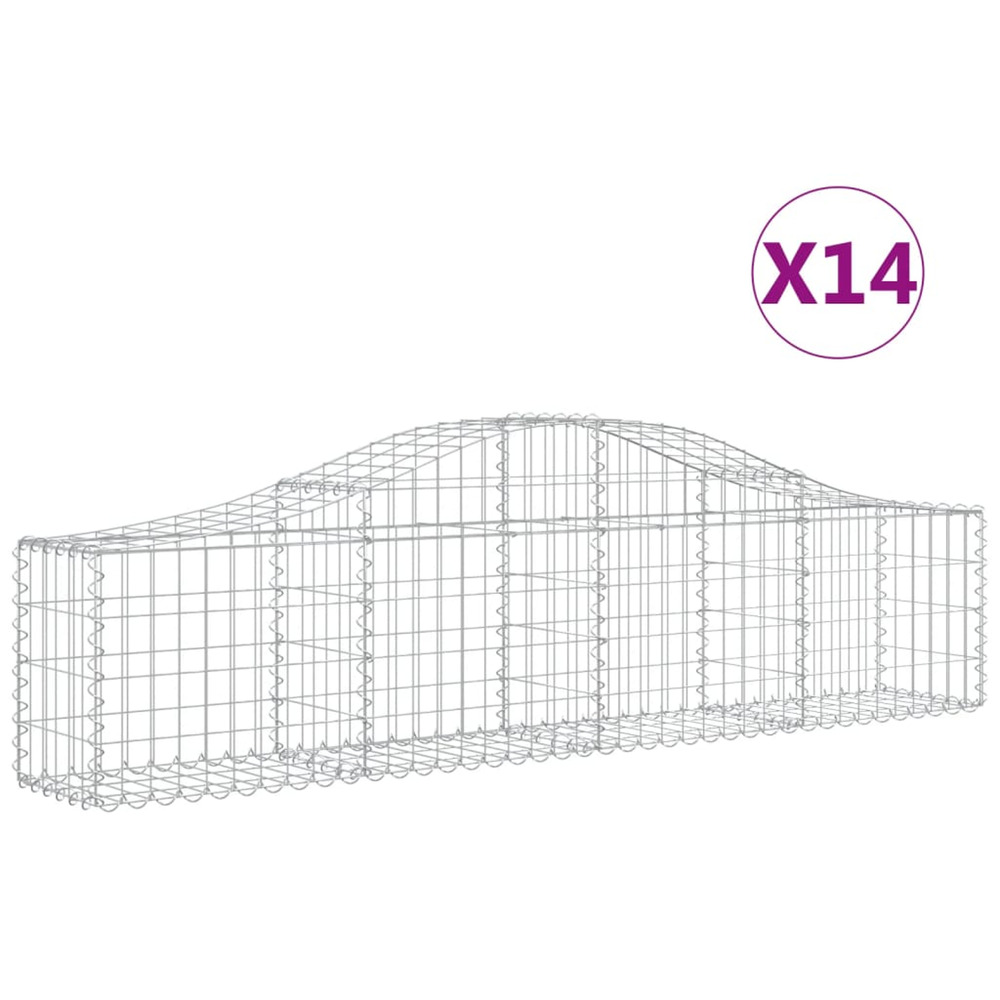 Paniers à gabions arqués 14 pcs 200x30x40/60 cm fer galvanisé