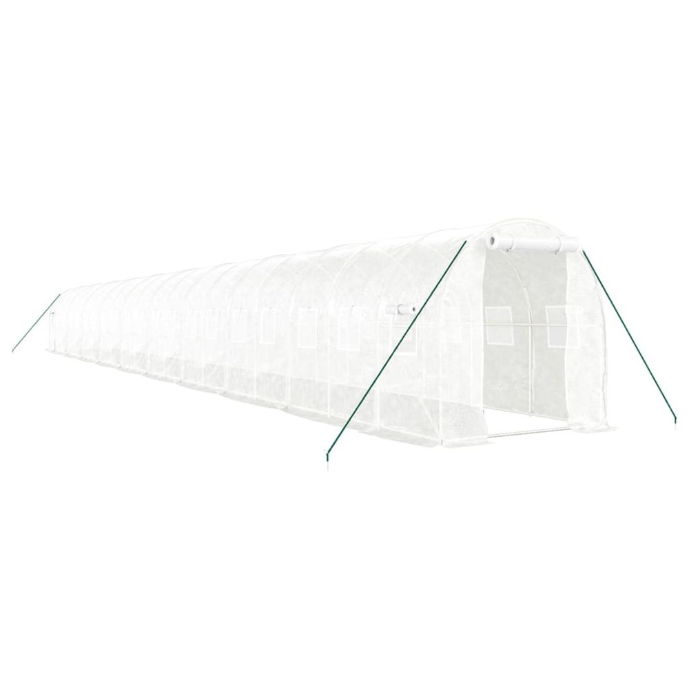 Serre avec cadre en acier blanc 40 m² 20x2x2 m