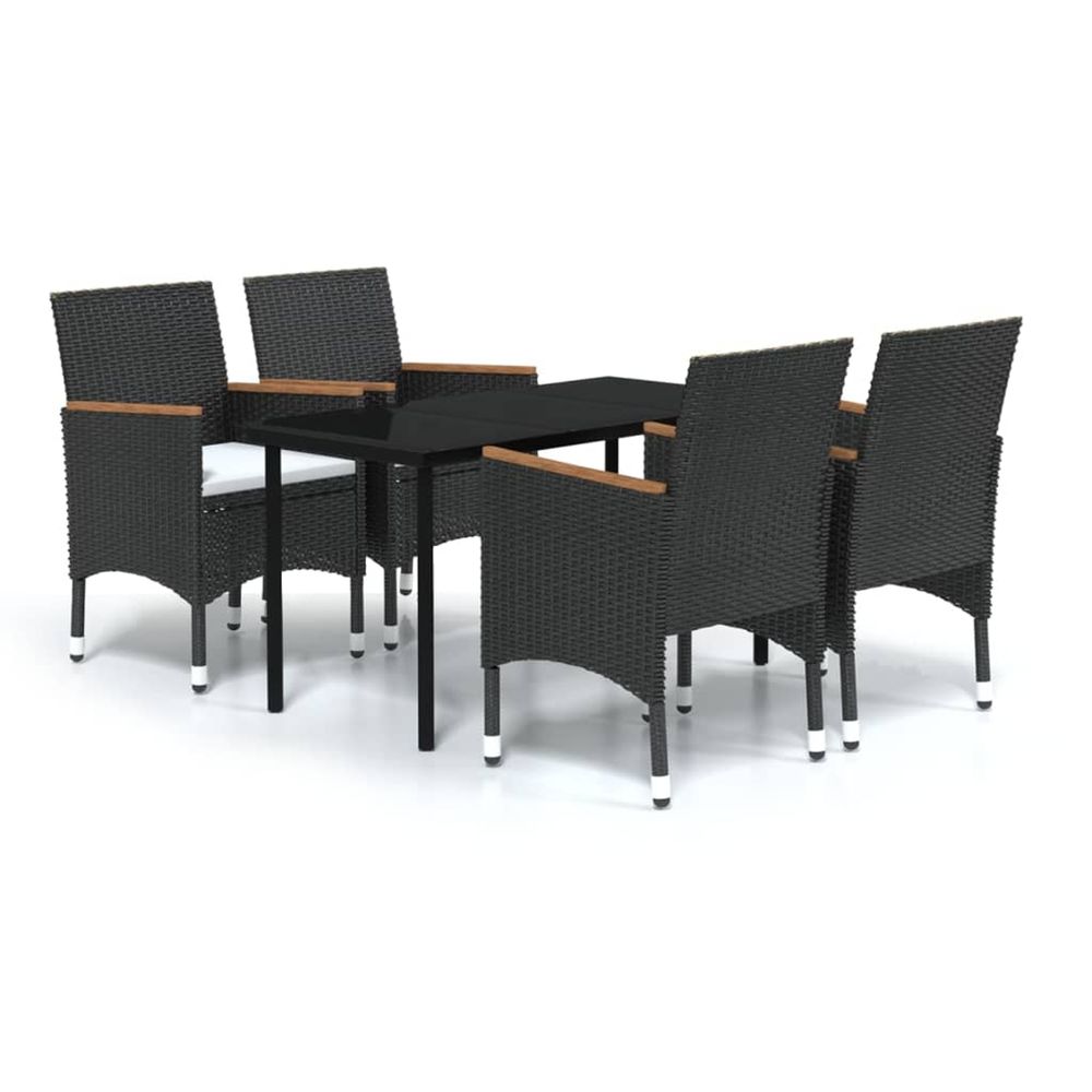 Ensemble à manger de jardin avec coussins 5 pcs noir