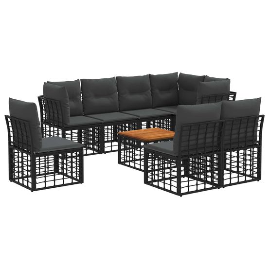 Ensemble de canapés d'extérieur 9 pc noir et gris foncé