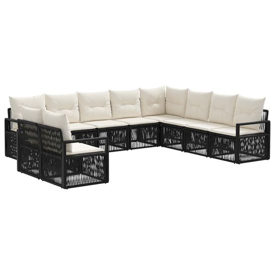 Ensemble de canapé de jardin 10 pc noir polyrotin