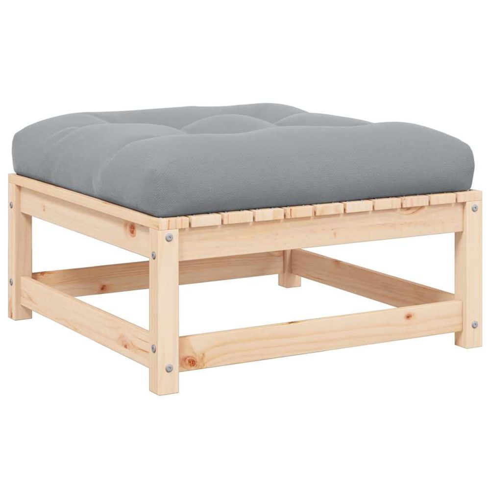 Repose-pied de jardin avec coussin pin massif
