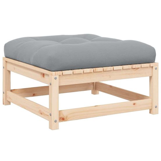 Repose-pied de jardin avec coussin pin massif
