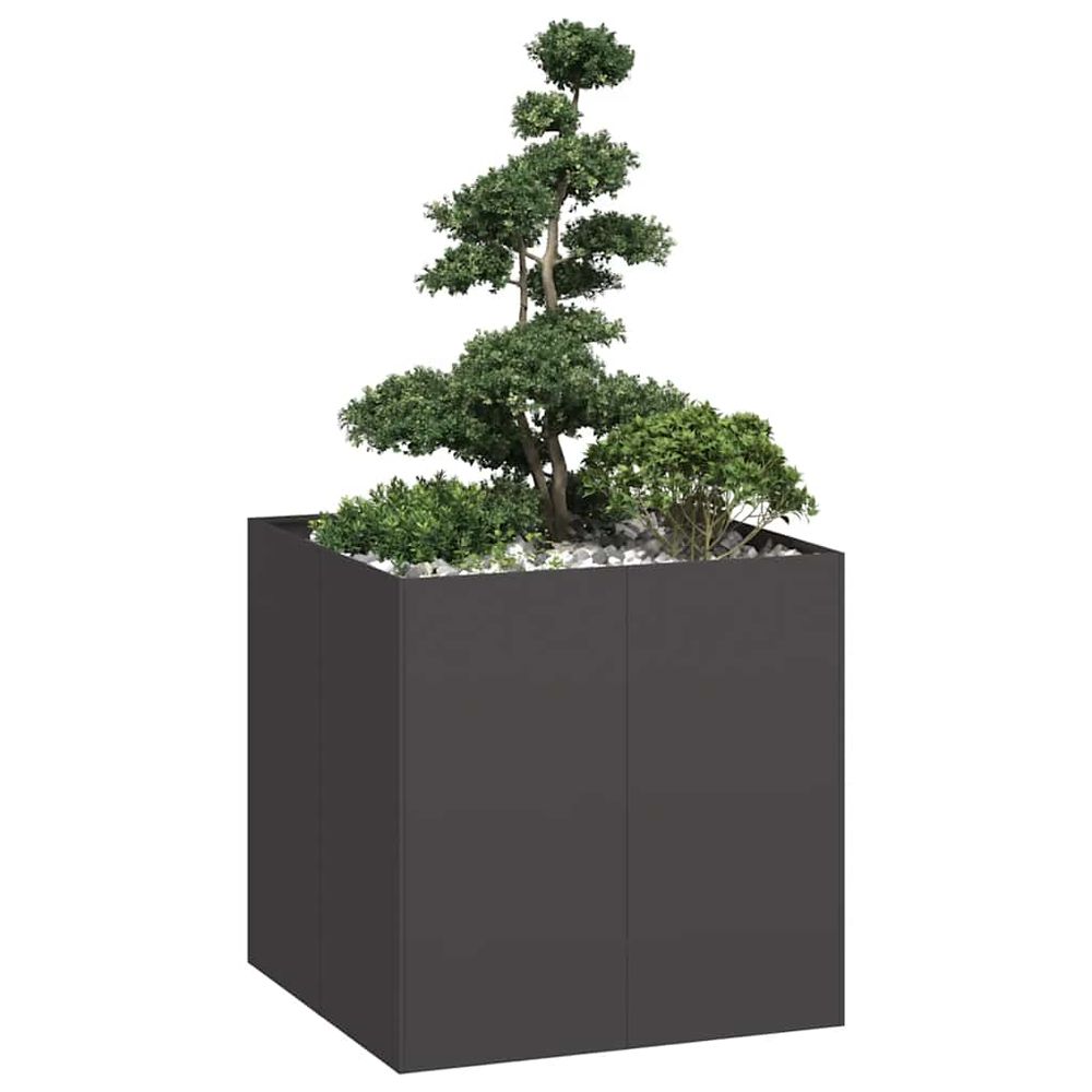 Potager surélevé cubique en acier pour jardin noir 80x80x80 cm