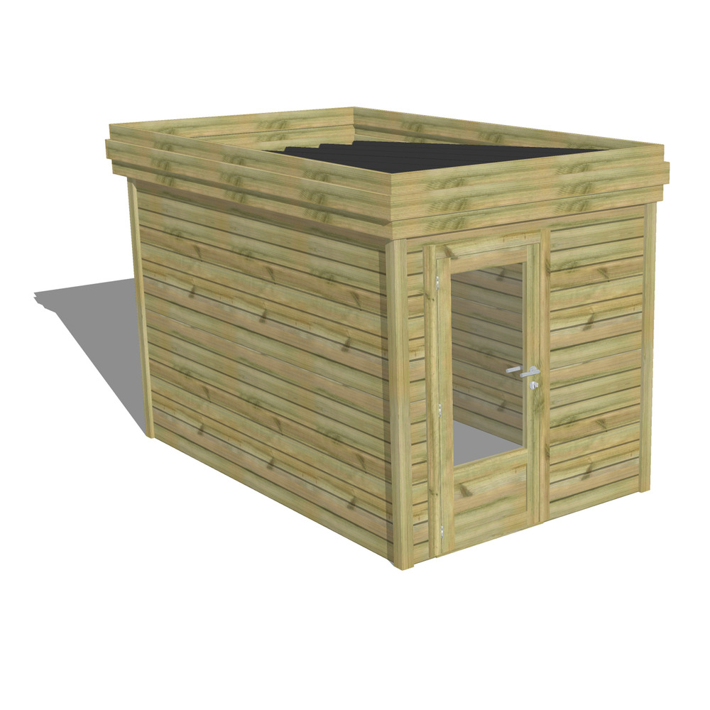 Abri de jardin bois pin traité autoclave 27mm - 2,14x3,44m / 7m2 - bac acier - abri français