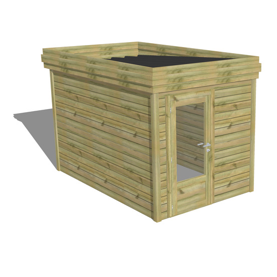 Abri de jardin bois pin traité autoclave 27mm - 2,14x3,44m / 7m2 - bac acier - abri français