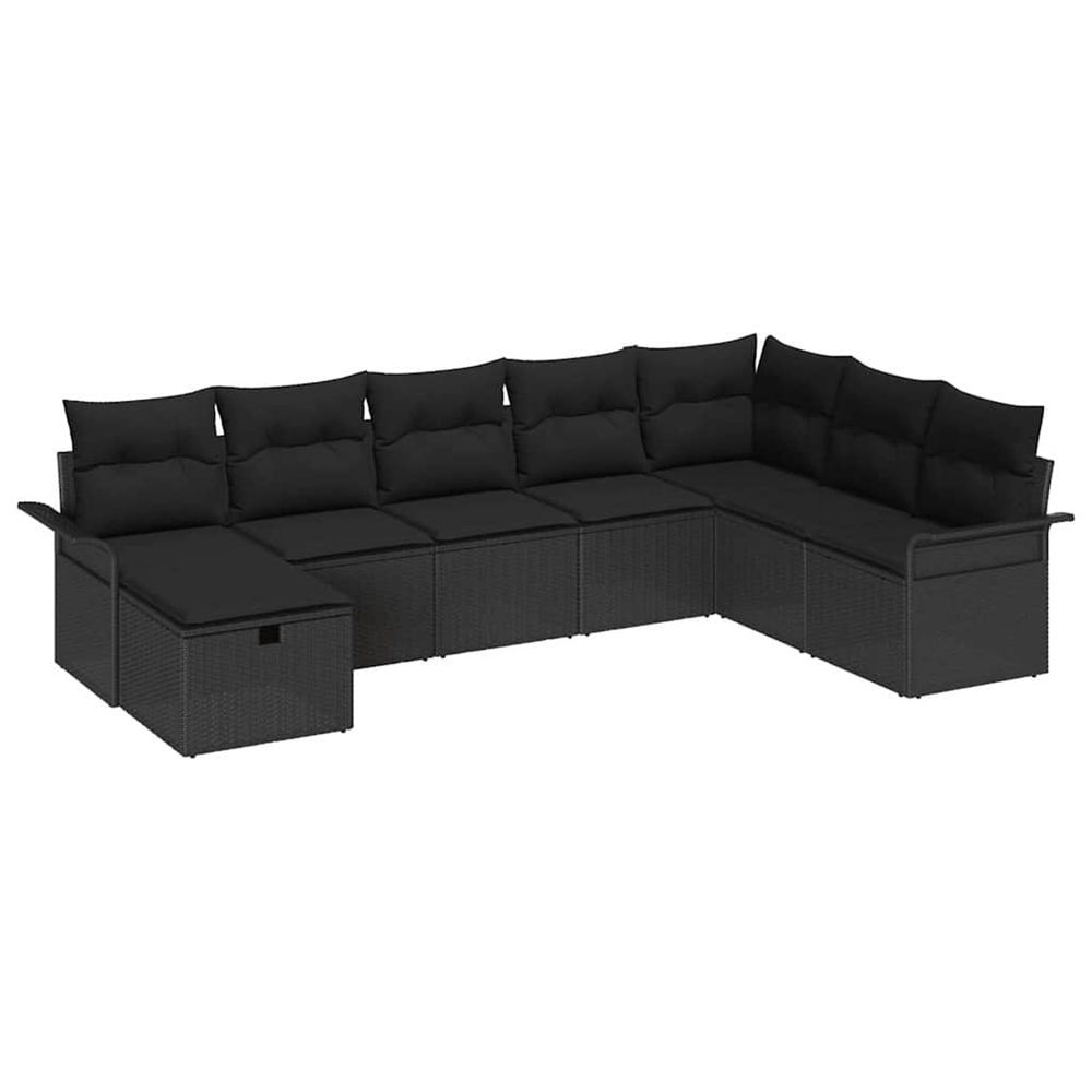 Ensemble de canapé de jardin 8 pc noir polyrotin