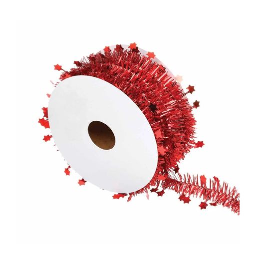Rouleau guirlande de noel etoile 2 plis 3 m rouge