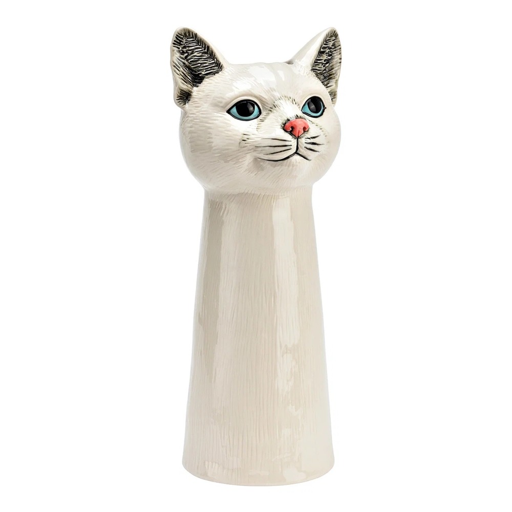 Vase décoratif tête de chat en céramique blanc design original