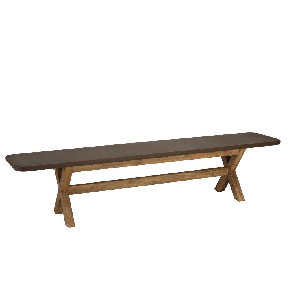 Banc 200x40cm effet béton marron pied en acacia