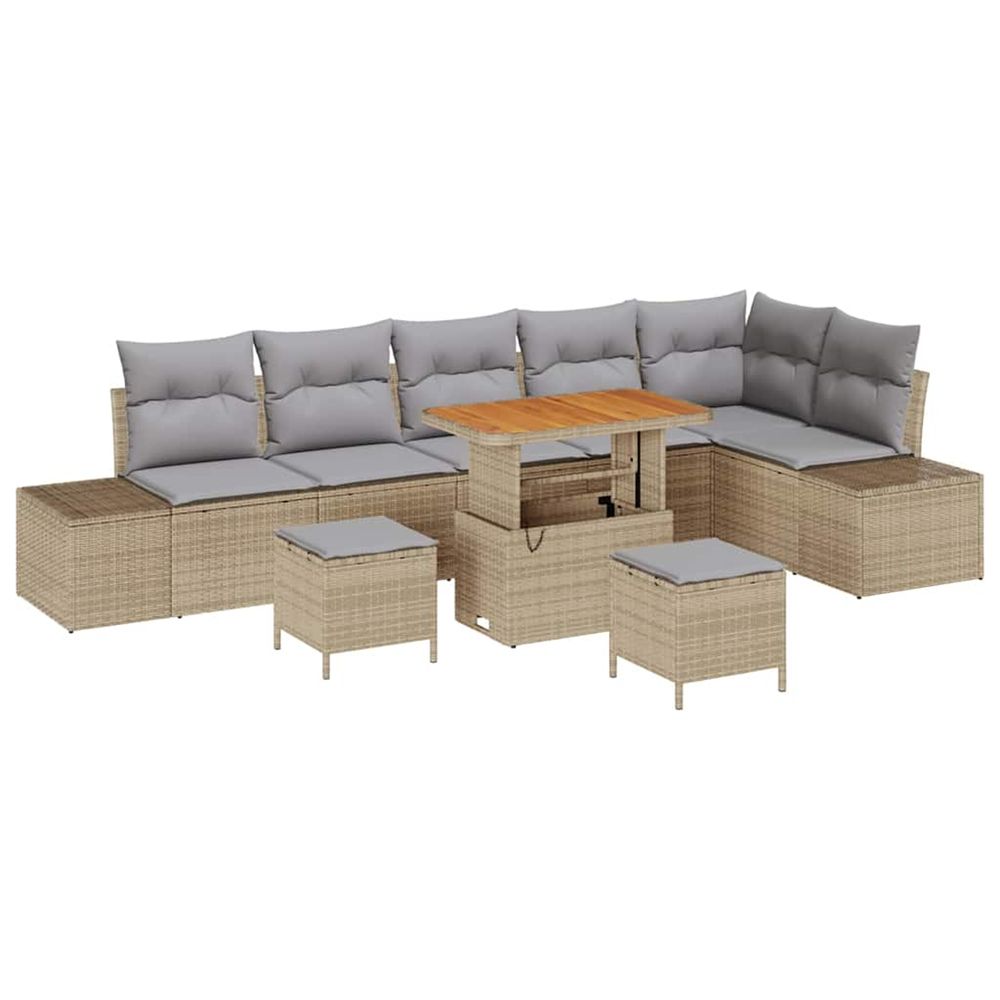 Ensemble de canapé de jardin 9 pc 8-nombre de places beige