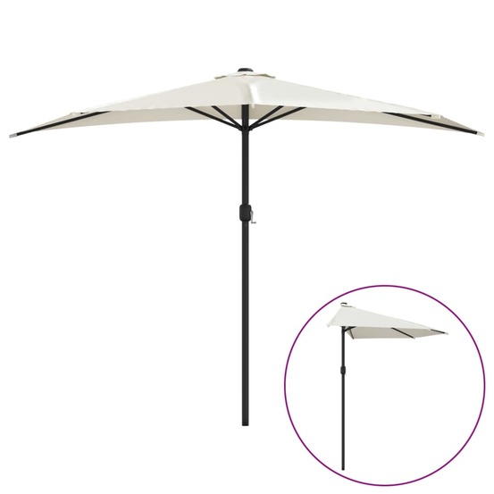Parasol de balcon avec mât en aluminium sable 300x155 cm demi
