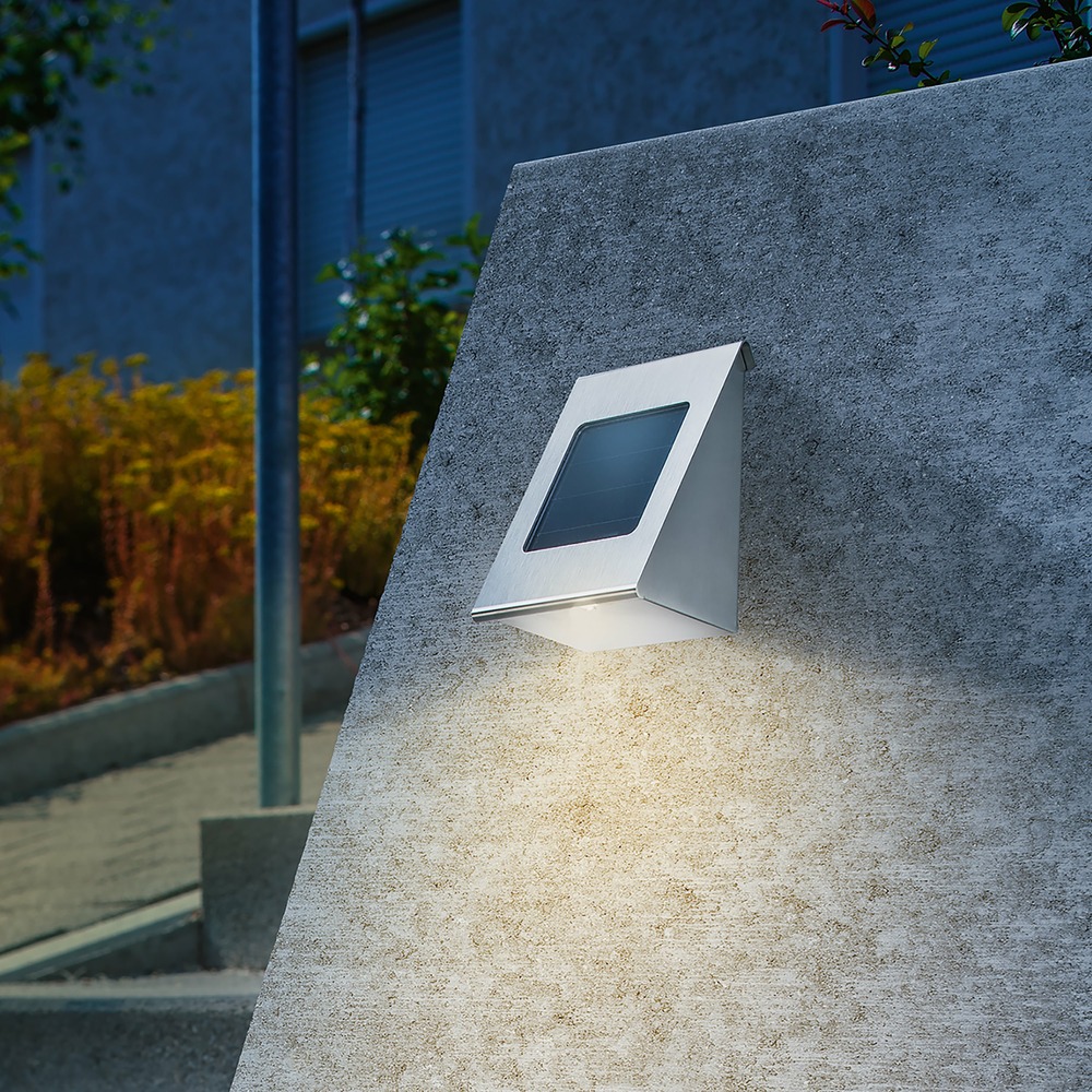 Esotec solar applique murale shine pour l'extérieur acier inoxydable metal résistant aux intempéries 102116