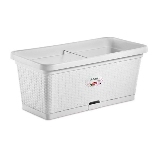 Bac a fleur rectangulaire natural - 66l - 80 cm - plastique - blanc