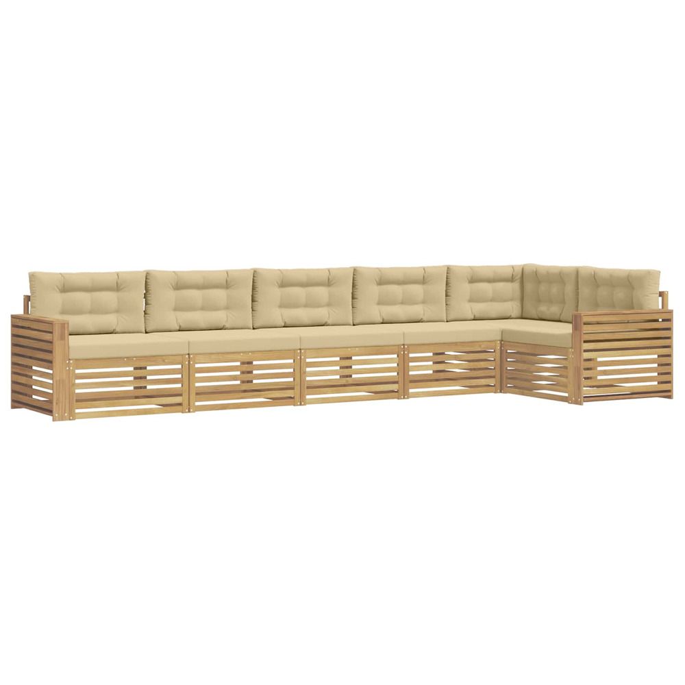 Ensemble de canapés d'extérieur 6 pc blanc et beige polyester