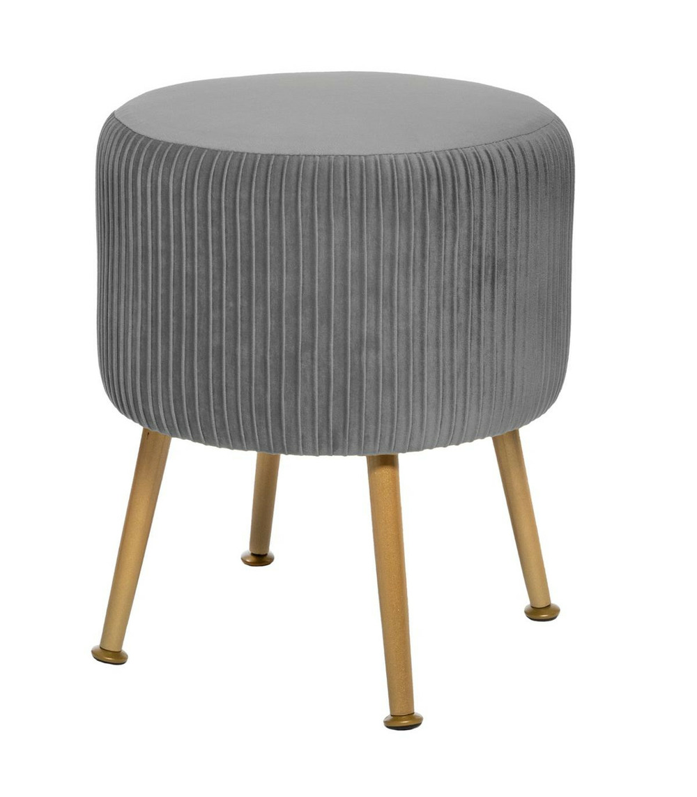 Tabouret en velours gris plissé h 41 cm