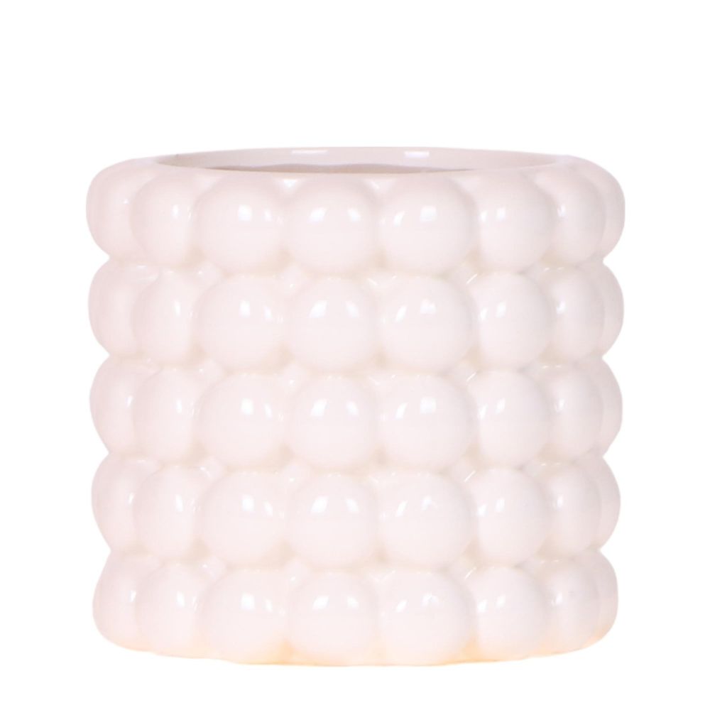 Cache-pot céramique - rondeurs colorées et gaies - pot de 9cm - blanc