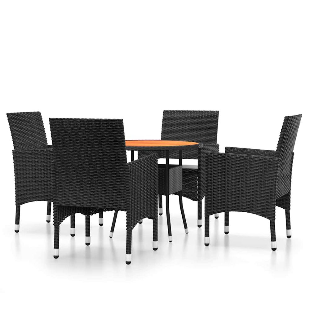 Ensemble à manger de jardin 5 pcs résine tressée noir