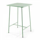 Table haute de jardin carrée en acier vert sauge 70cm