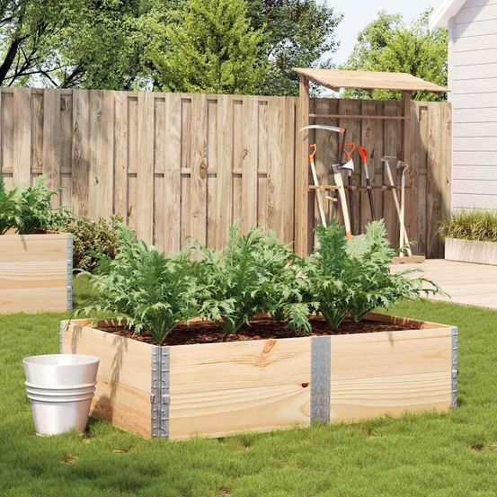 Grand carré potager surélevé bois de pin naturel 150x100x41cm