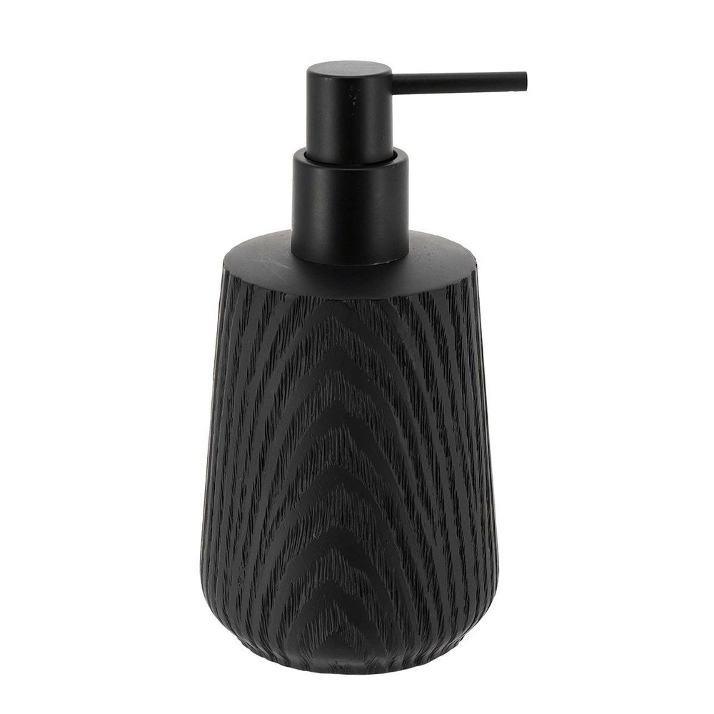 Distributeur a savon en polyresine effet bois 350ml - noir