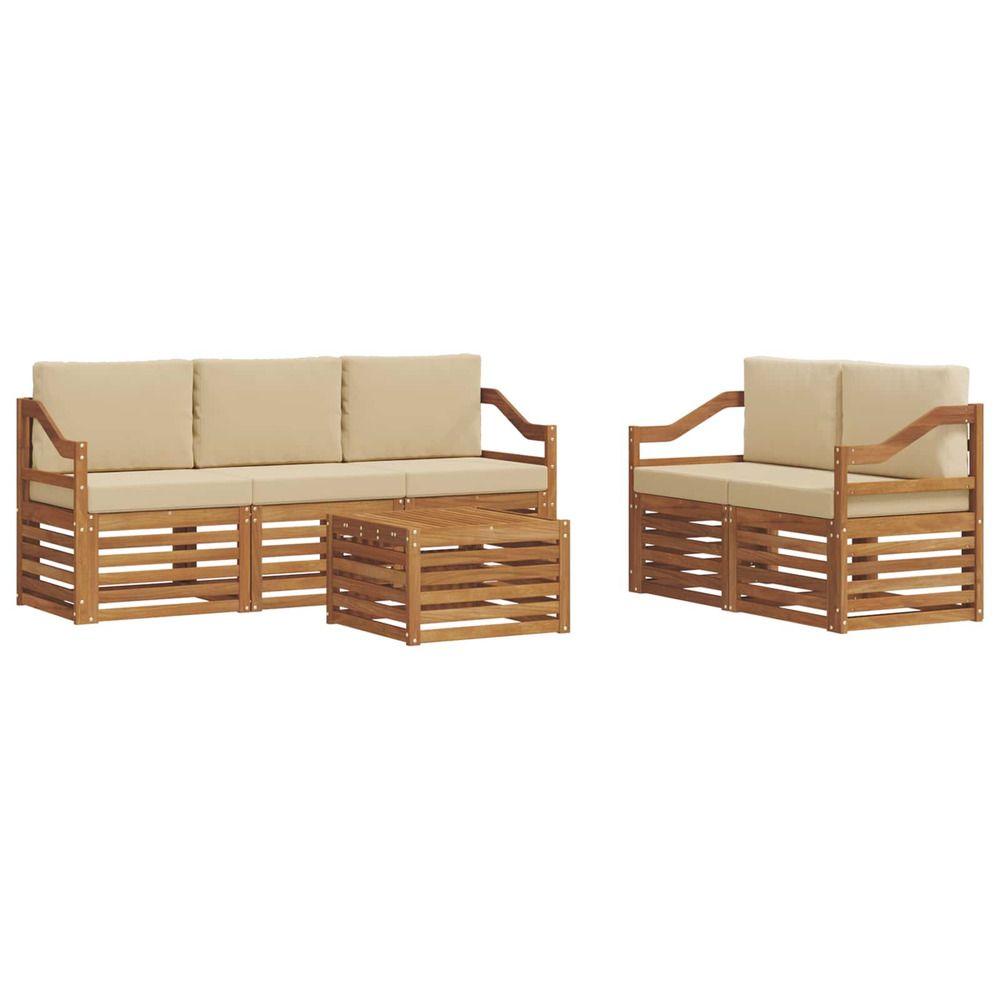 Ensemble de canapés d'extérieur 6 pc naturel et beige