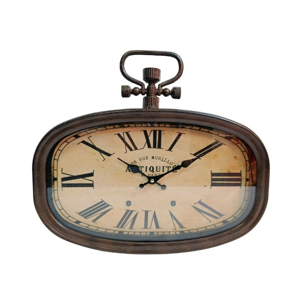 Horloge à gousset en métal marron l.45 x ht.40 cm