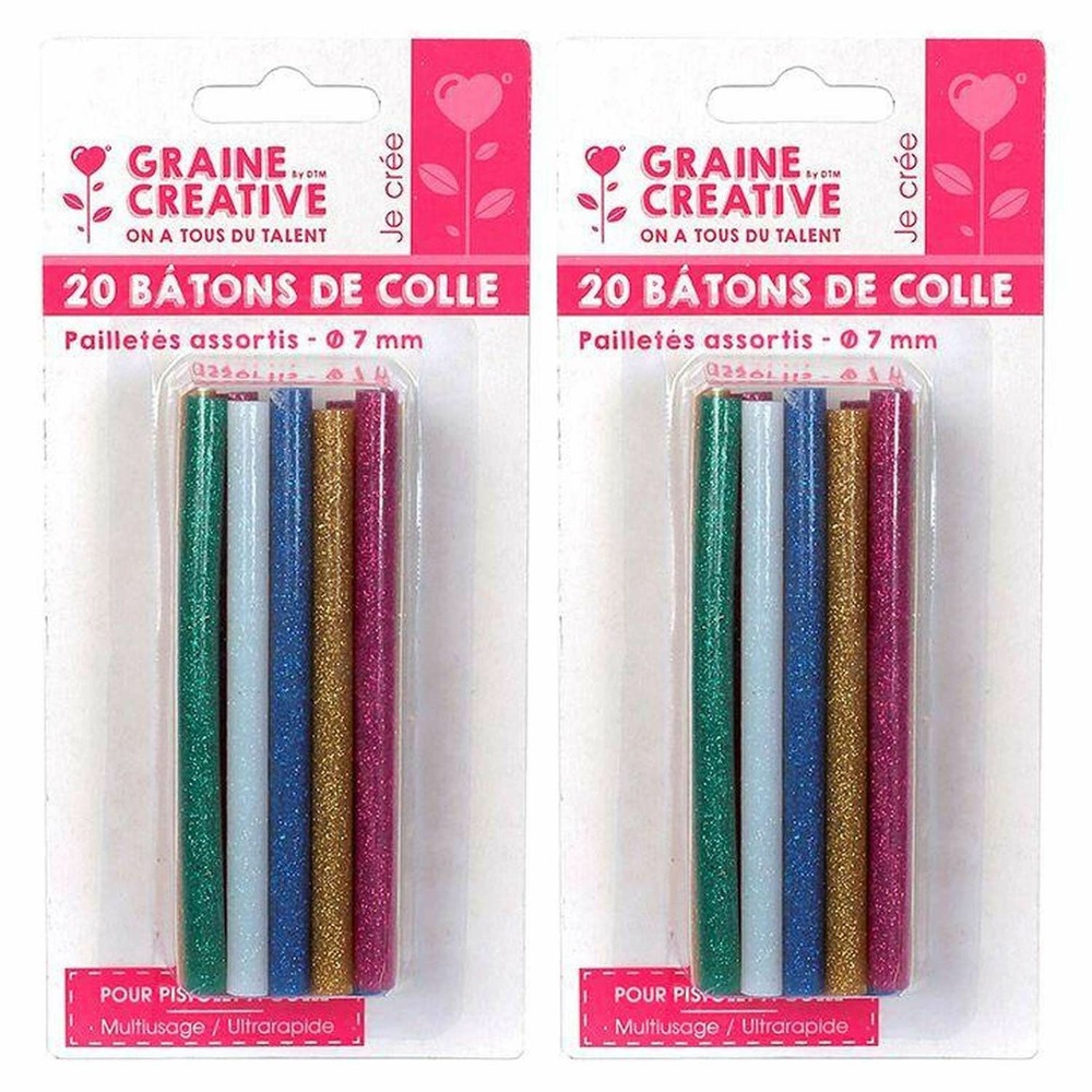 40 bâtonnets de colle pour pistolet à colle ø 7 mm - couleurs à paillettes