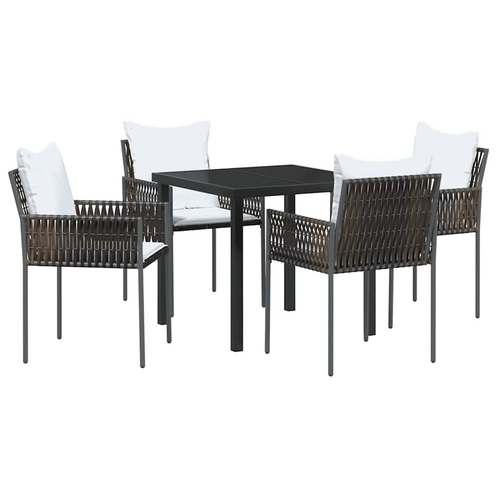 Ensemble de salle à manger pour jardin 5 pcs marron et noir