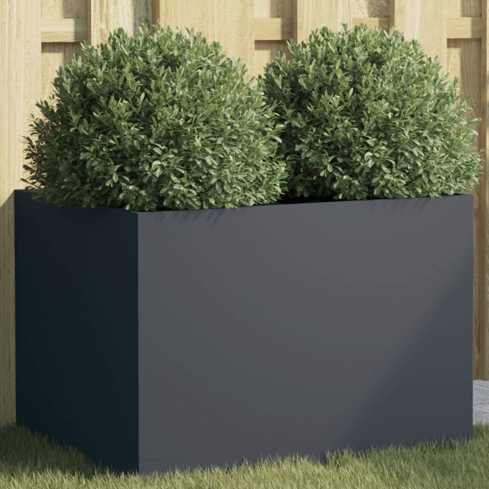 Bac à plantes géométrique en acier laminé résistant aux chocs pour jardin et patio anthracite 62x47x46cm
