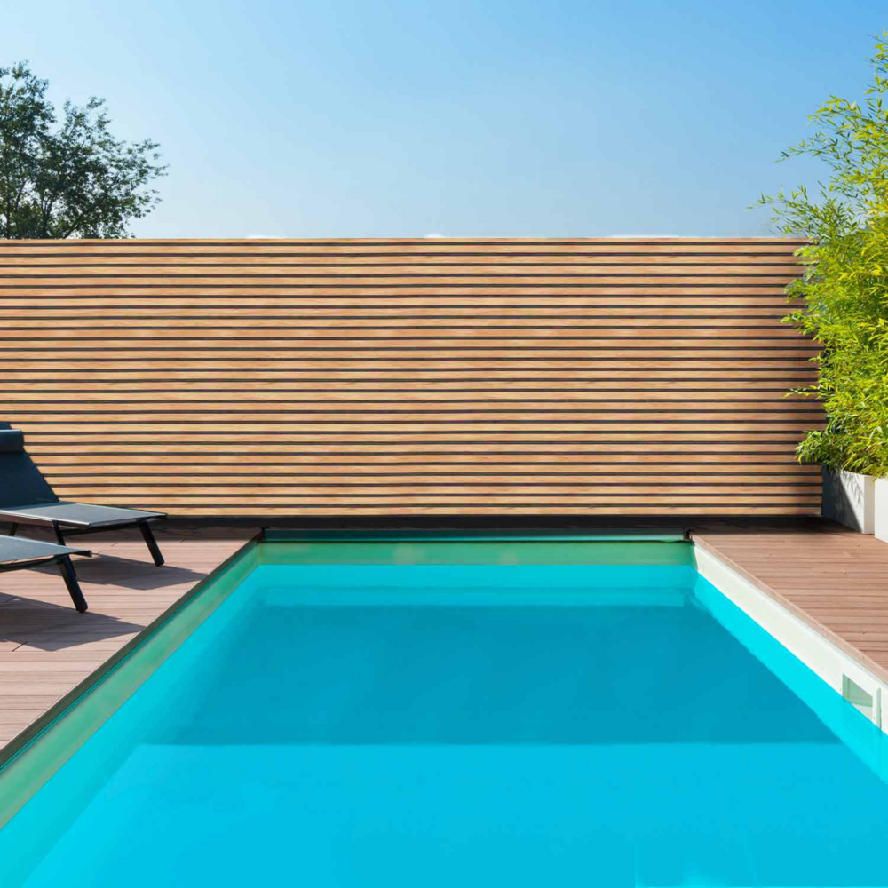 Brise vue occultant 1,5 x 10 m effet claustra en bois 160 gr/m²