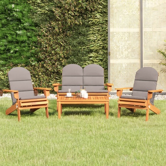 Ensemble de salon de jardin adirondack 4 pcs bois acacia solide
