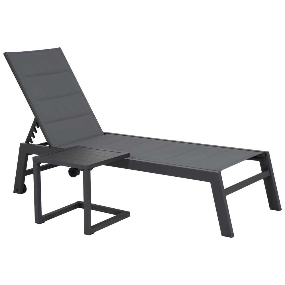 Set transat et table d'appoint barbados textilène gris - aluminium anthracite