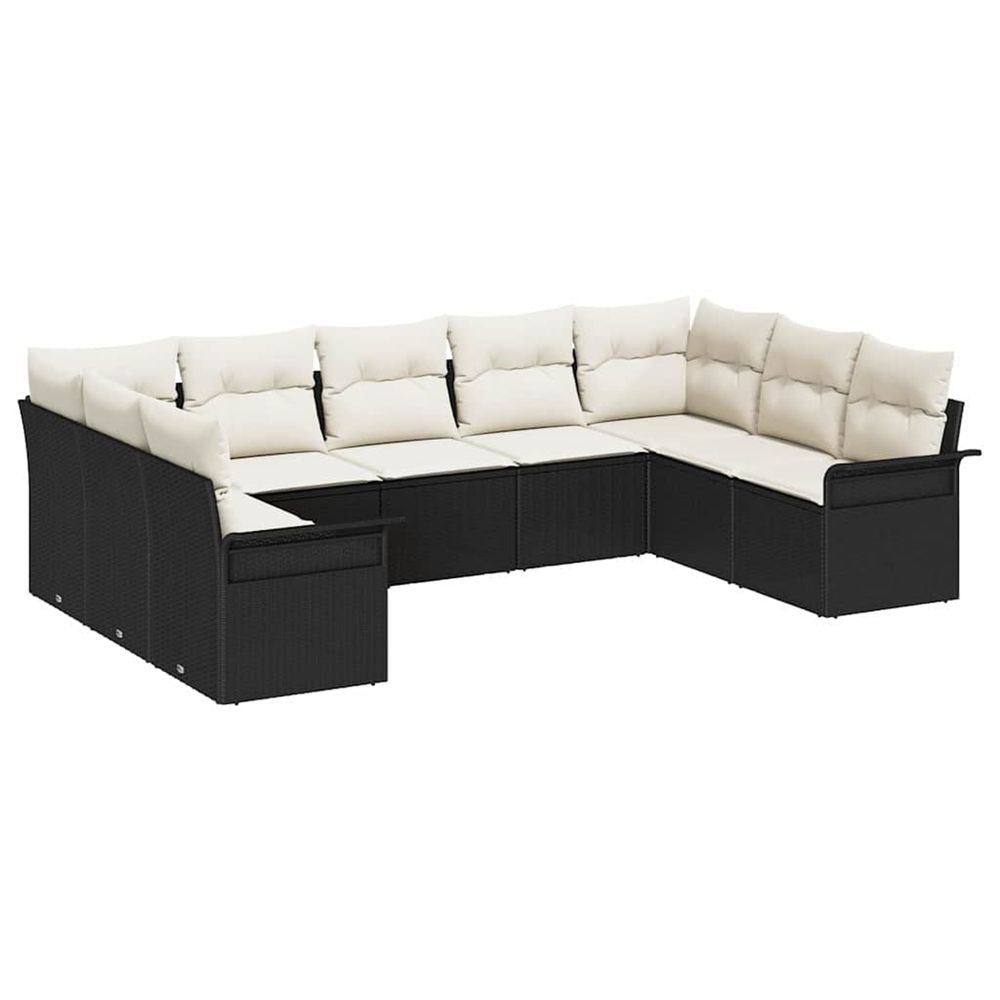 Ensemble de canapé de jardin 9 pc noir polyrotin