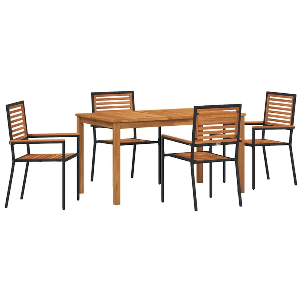 Ensemble de salle à manger pour jardin 5 pcs noir
