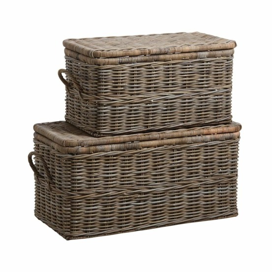 Malle en poelet gris (lot de 2)