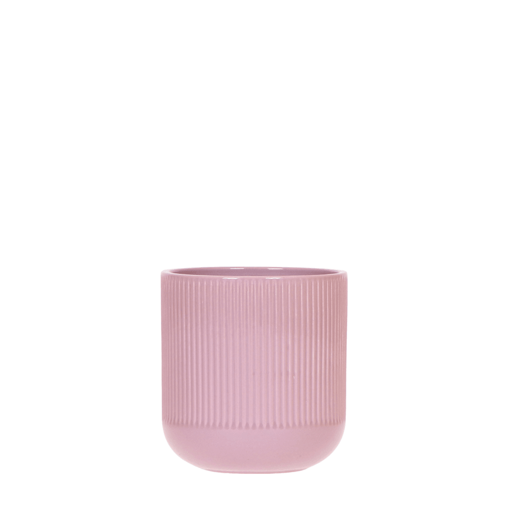 Cache-pot céramique nervuré - relief graphique contemporain - pot de 6cm - violet